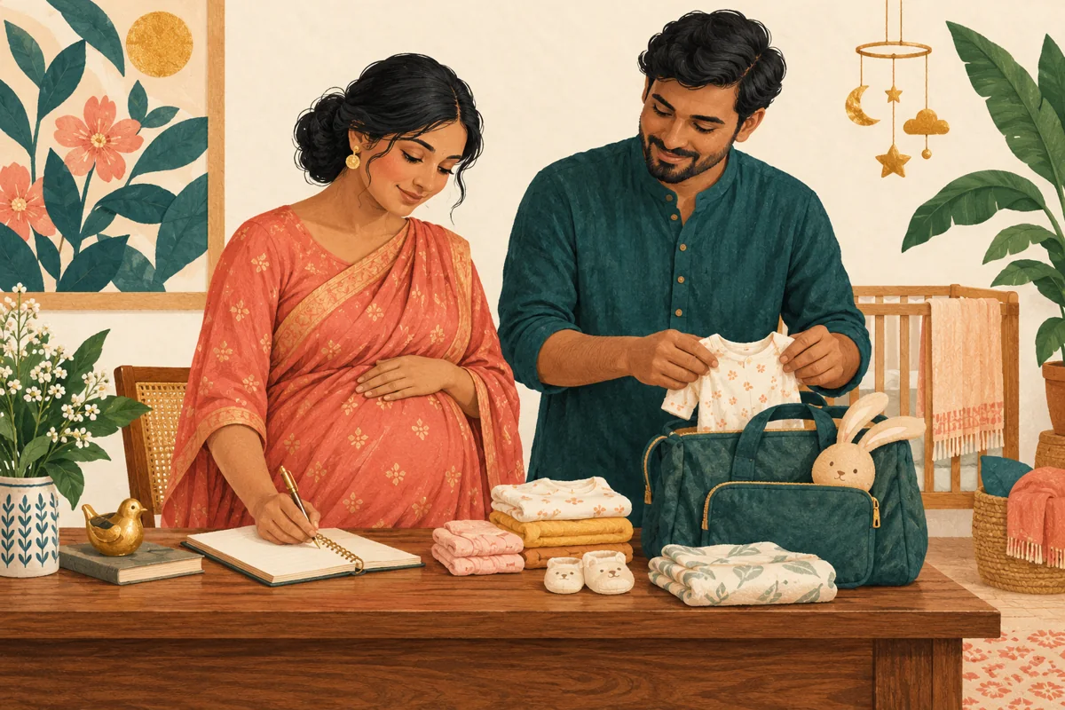 অন্তঃসত্ত্বা নারী ও তাঁর সঙ্গী কাপড়, খাতা ও একটি ব্যাগ গুছিয়ে নিচ্ছেন