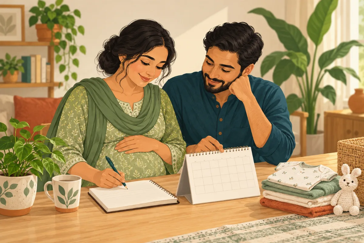 ঘরে বসে দুজন প্রাপ্তবয়স্ক একসঙ্গে ক্যালেন্ডার ও জিনিসপত্র গোছাচ্ছেন